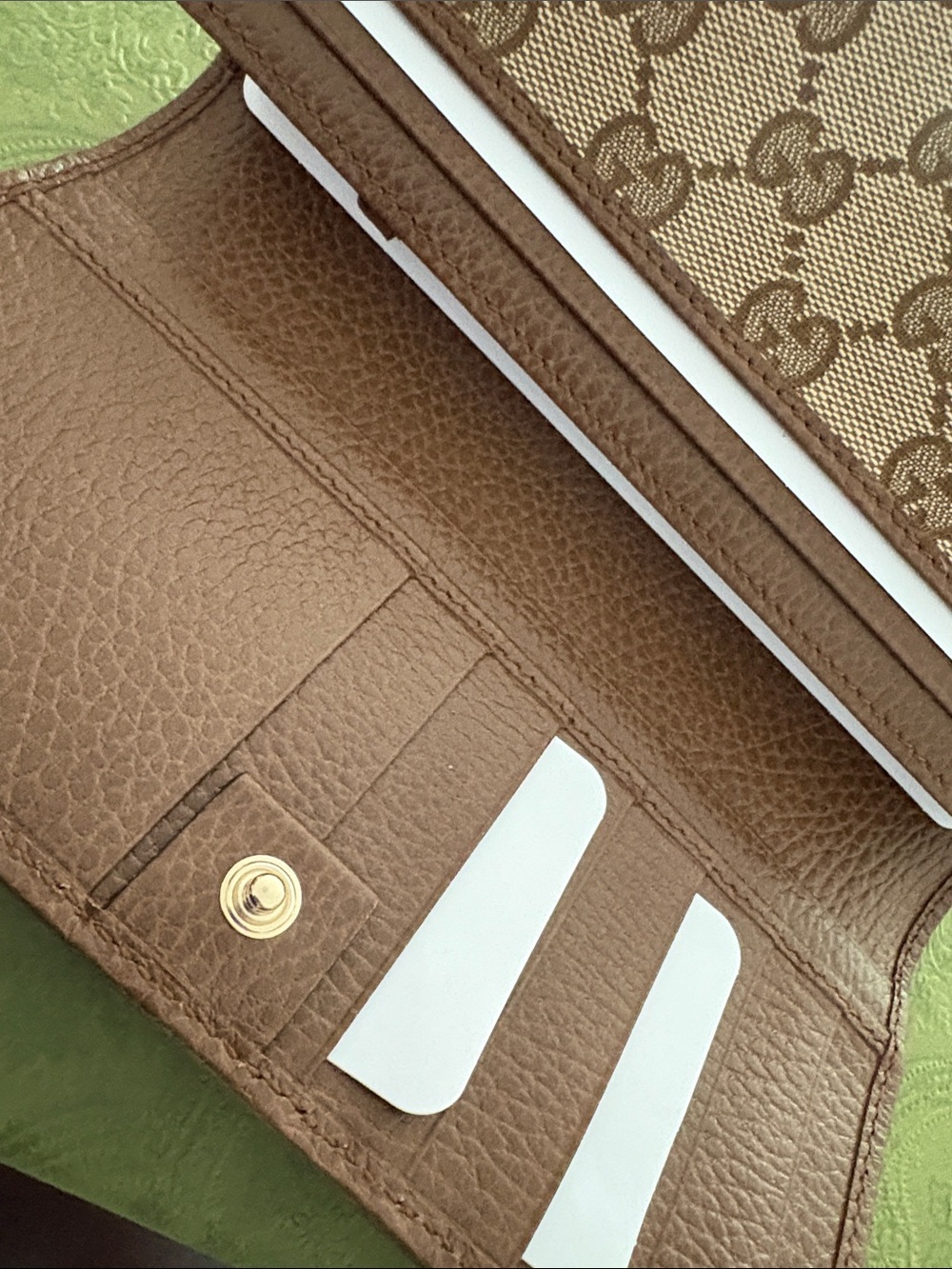 Gucci Brown & Beige GG Monogram Continental Wallet - Picture 6 of 8